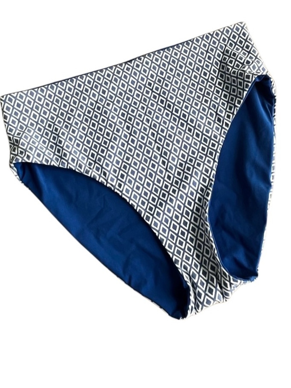 Lands’ End Reversible High Waisted Bikini Bottoms Blue Geometric Women’s L